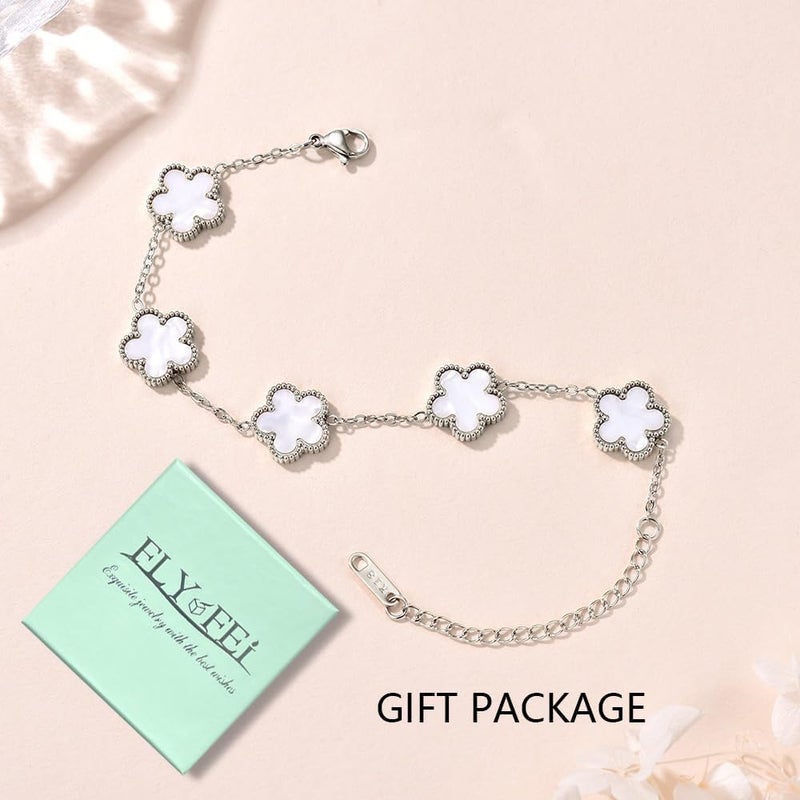 FLY FEI 18K Gold-Plated Four Leaf Clover Bracelet for Women,Adjustable lucky Bracelet Set Jewelry Gift-Hypoallergenic Charm for Birthdays, Wellness & Daily Wear - Image 2